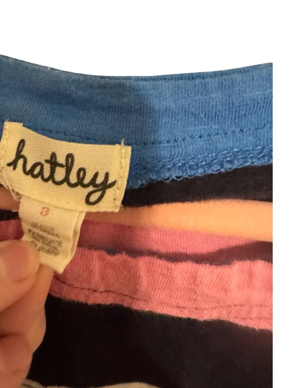 Hatley Nautical Whale Striped Shirt Girls Size 3 Navy Pink Short Sleeve
